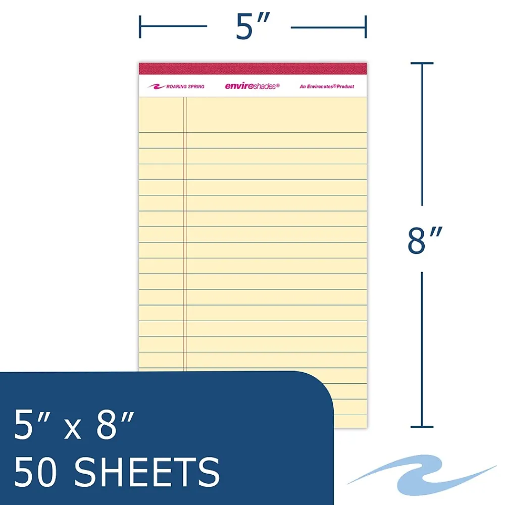 Notepads|Roaring Spring Paper Products Enviroshades Notepad, 5" x 8.25", Legal Ruled, 6/Pack (74220)
