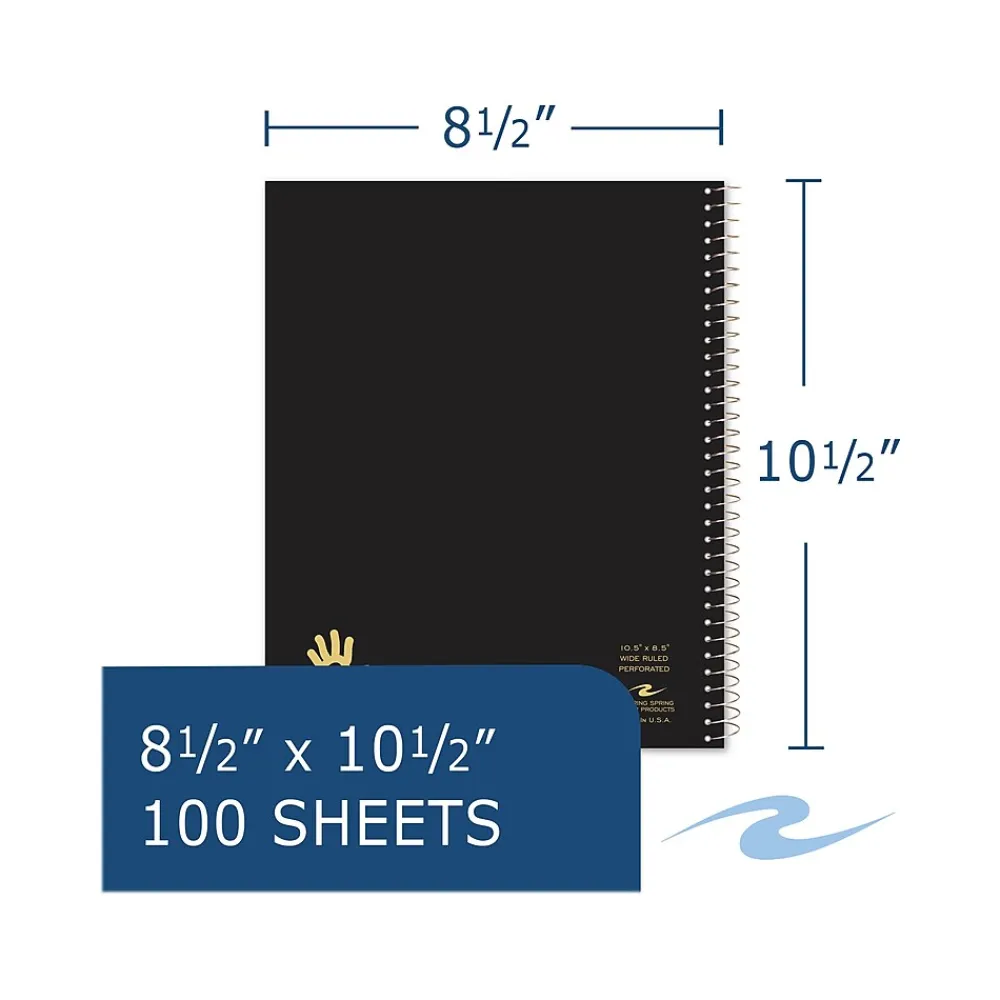 Subject Notebooks|Roaring Spring Paper Products 1-Subject Notebooks, 8.5" x 10.5", Wide Ruled, 100 Sheets, Each (13505)