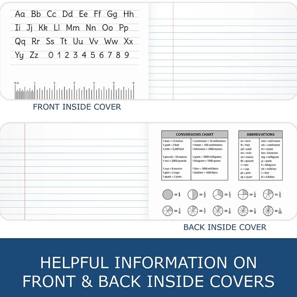 Composition Notebooks|Roaring Spring Paper Products 1-Subject Composition Notebooks, 7.5" x 4.875", Wide Ruled, 60 Sheets, Black (77122)