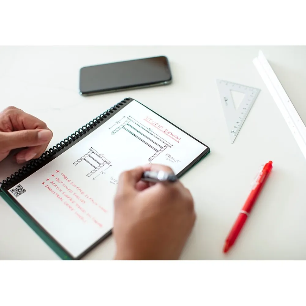 Notebooks|Rocketbook Core Reusable Smart Notebook, 6" x 8.8", Dot-Grid Ruled, 36 Pages, Blue (EVR-E-RC-CDF-FR)