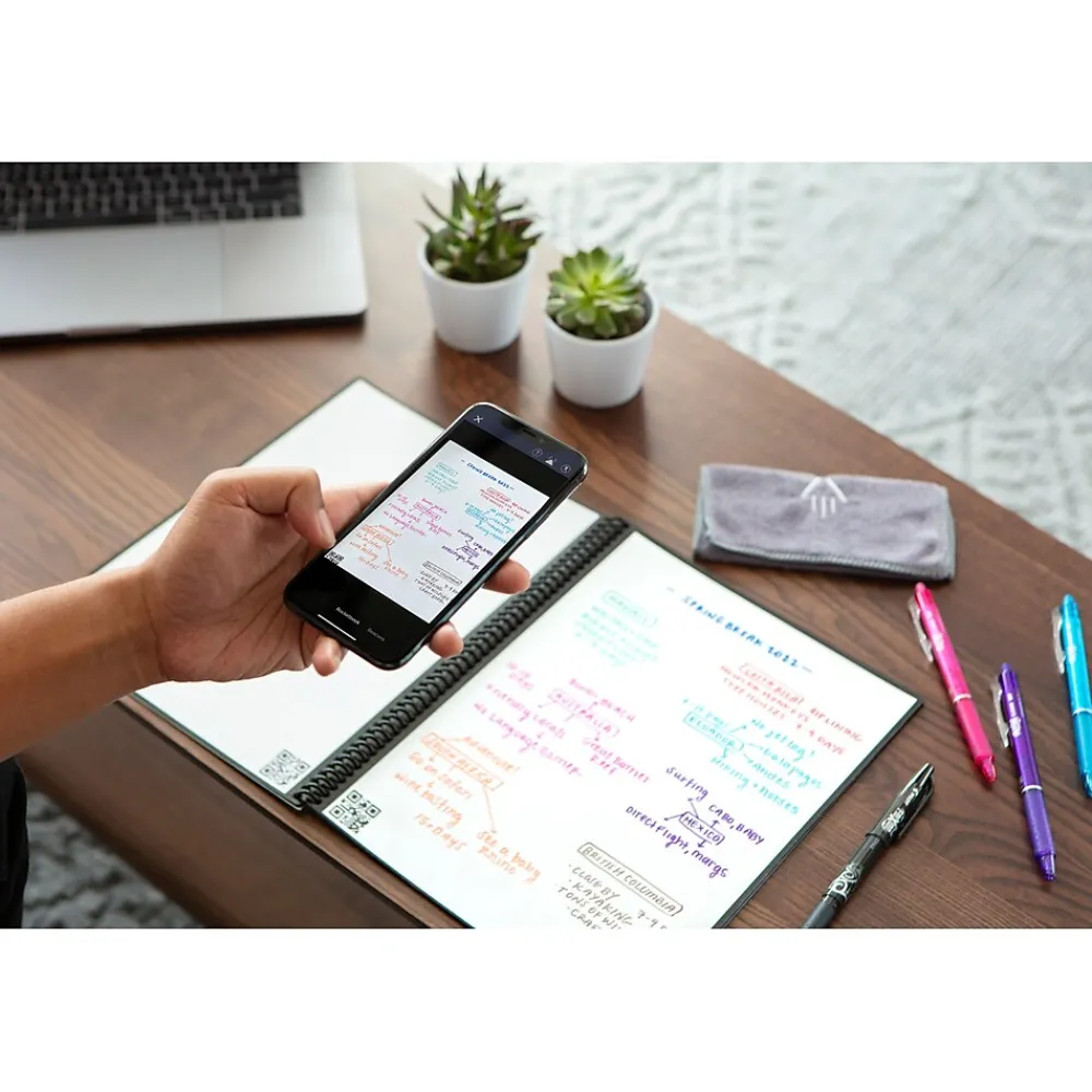Notebooks|Rocketbook Core Smart Notebook, 8.5" x 11", Dot-Grid Ruled, 32 Pages, Black (EVR-L-RC-A-FR)