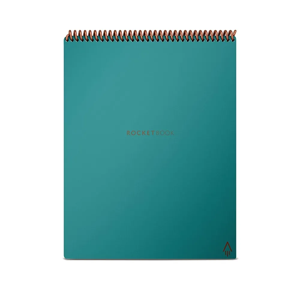 Notebooks|Rocketbook Flip Reusable Smart Notepad, 8.5" x 11", Lined & Dot Grid Ruled, 32 Sheets, Teal (FLP-L-RC-CCE)