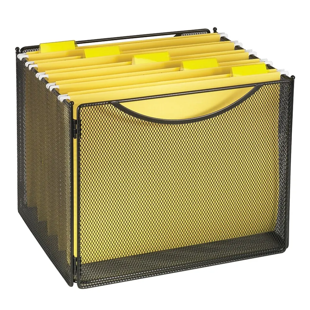 File Storage|Safco ® Onyx™ 2170 Onyx™ Mesh Desktop Box File, Black, 6/Pack (2170BL)