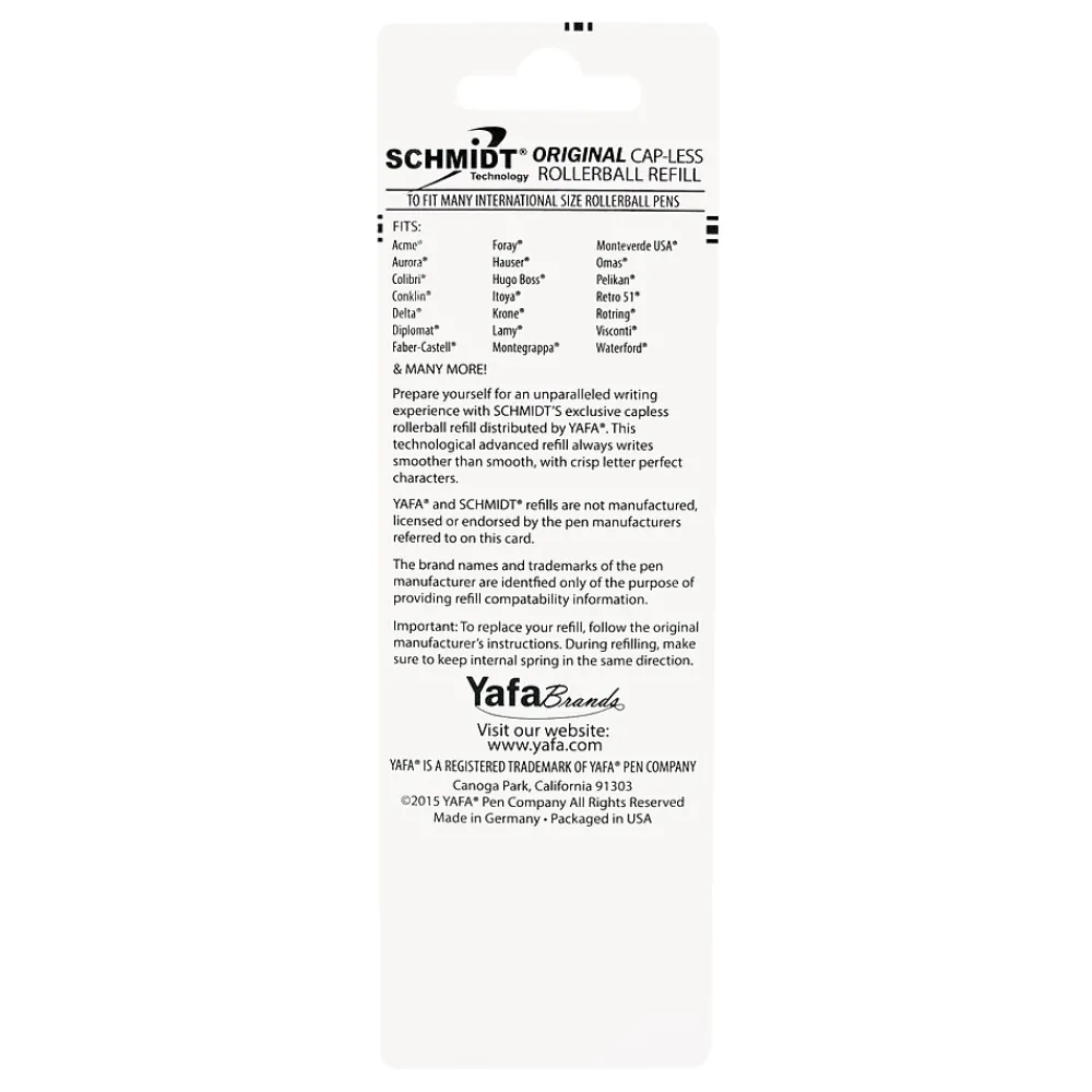 Pens|Schmidt Ink Schmidt 8126 Rollerball Short Capless Refill, Fine, Blue, 2 Pack (SC58120)