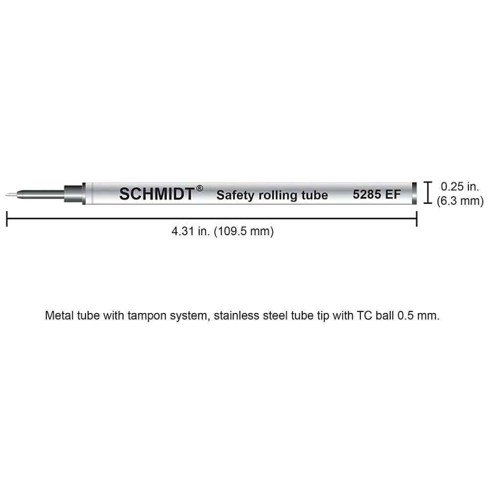 Pens|Schmidt Ink Schmidt 5285 Safety Rolling Tube Needle Point Refill, Fits Most Capped Rollerball Pens, Fine, Blue, 2 Pack (SC58116)