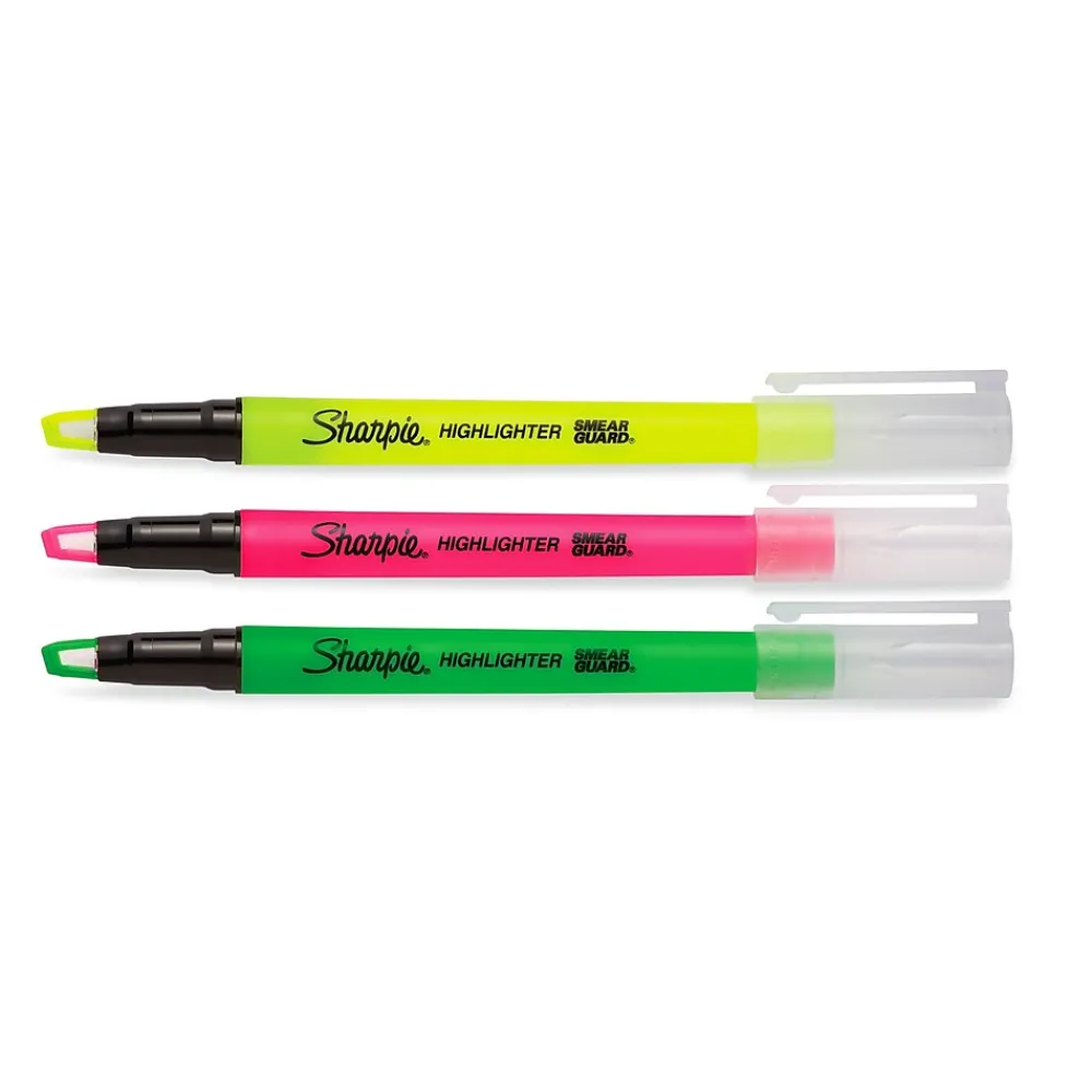 Highlighters|Sharpie Clear View Highlighter, Chisel Tip, Assorted, 3/Pack (1950748/2128214)
