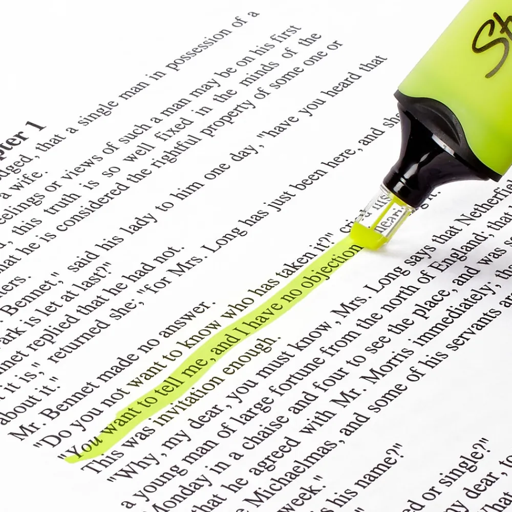 Highlighters|Sharpie Clear View Tank Highlighter, Chisel Tip, Yellow, 3/Pack (1904613/2128219)