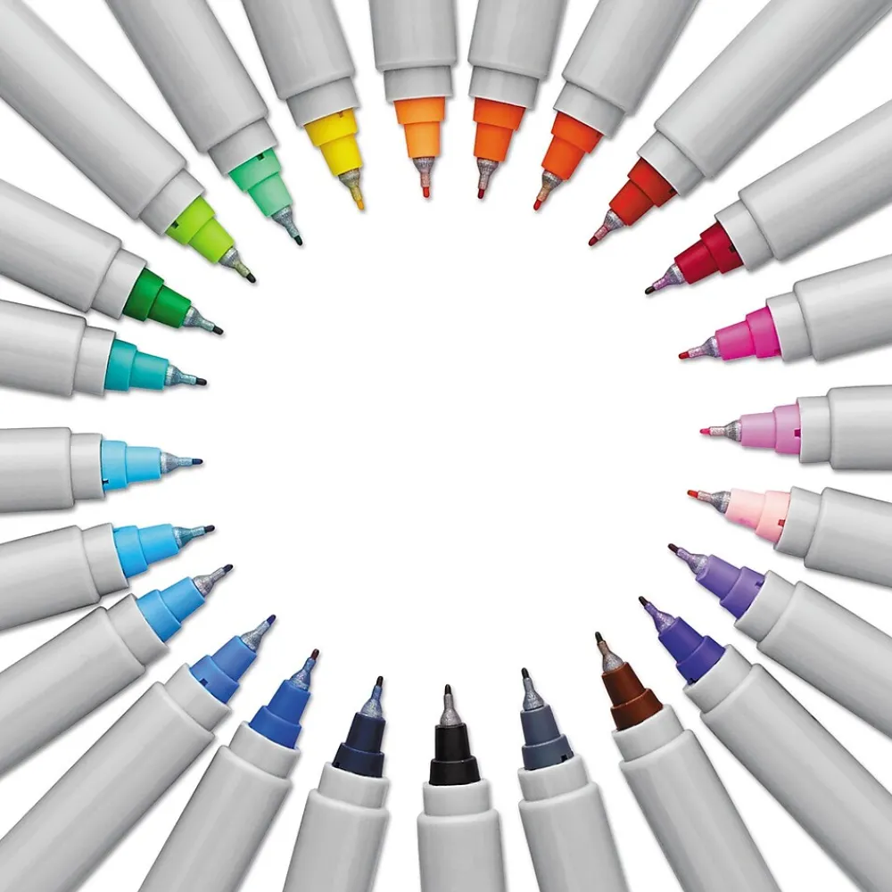Markers|Sharpie Glam Pop Permanent Markers, Ultra Fine Tip, Assorted, 24/Pack (1949558)