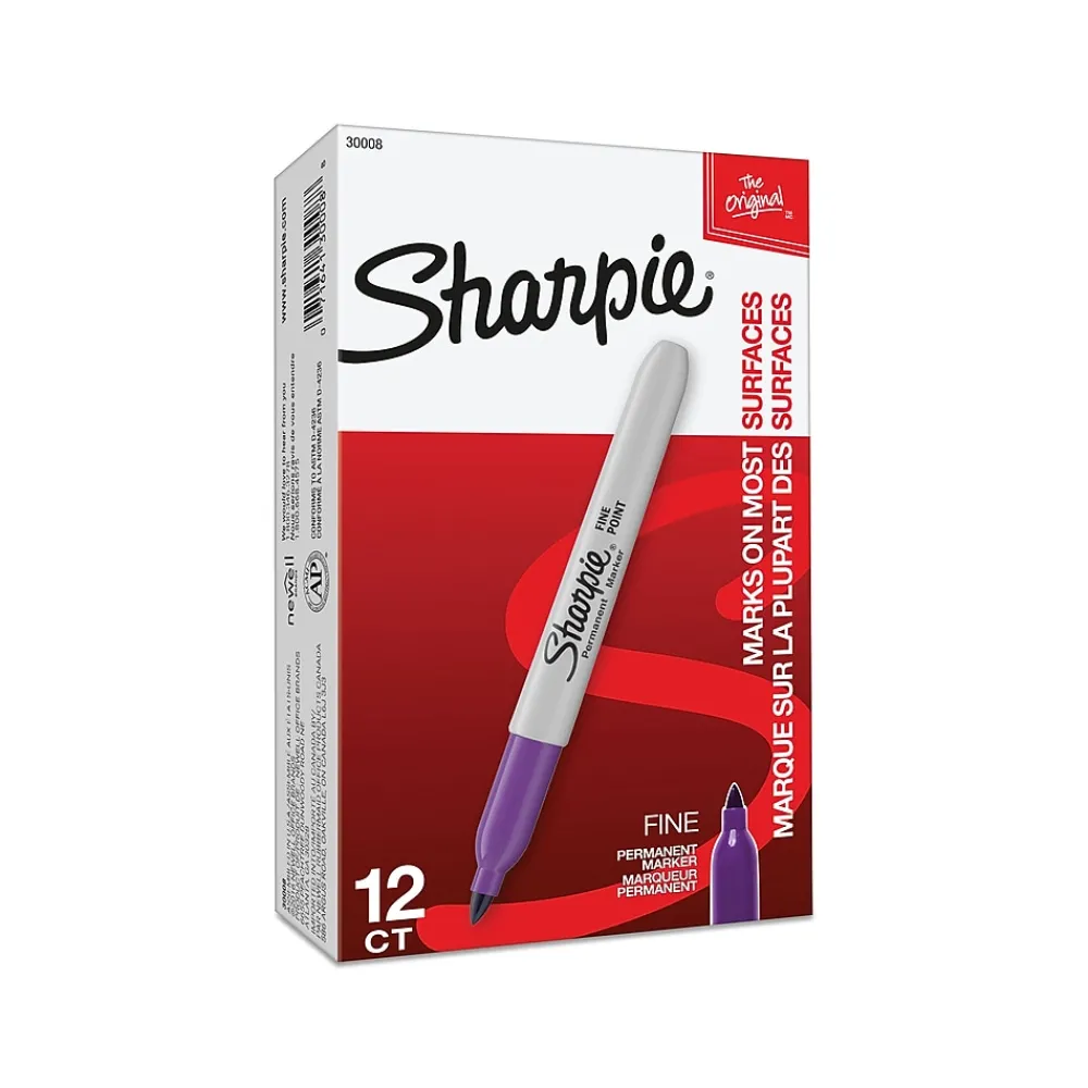Markers|Sharpie Permanent Markers, Fine Tip, , 12/Pack (30008) Purple