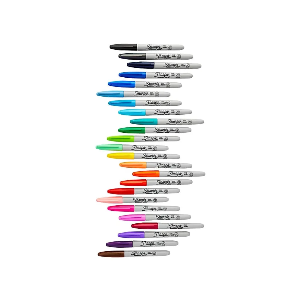 Markers|Sharpie Permanent Markers, Fine Tip, Assorted, 24/Pack (75846)