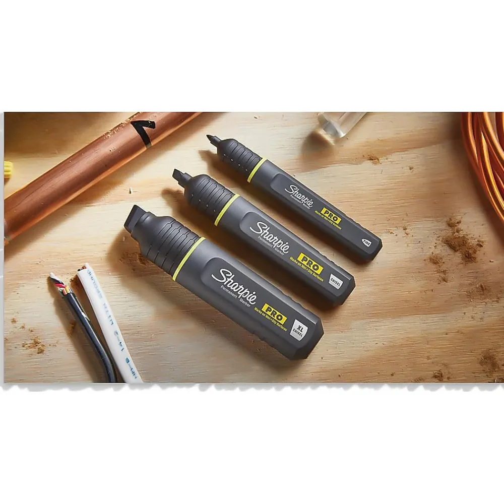 Markers|Sharpie PRO Permanent Markers, Chisel Tip, Black, 12/Pack (2018326A)