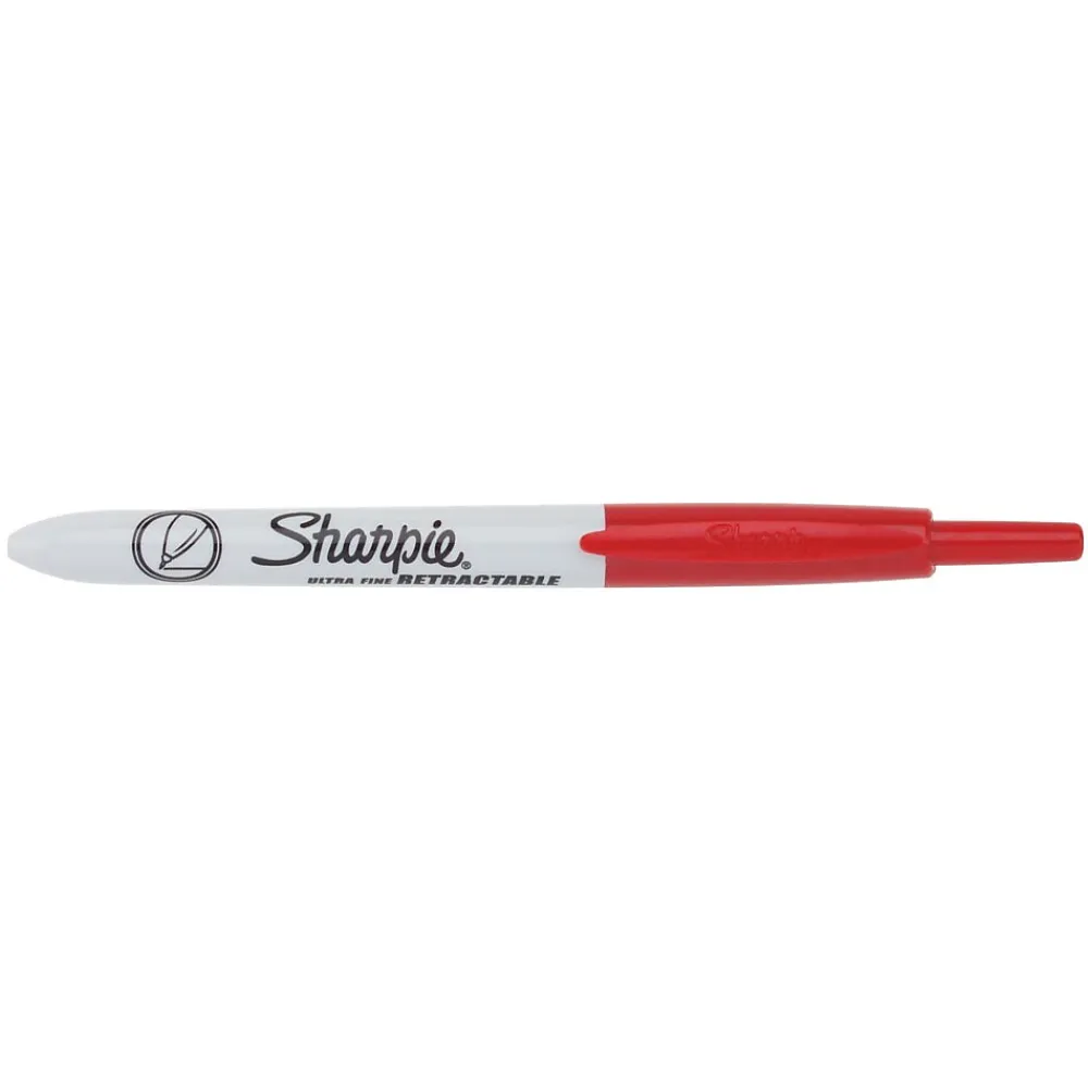 Markers|Sharpie Retractable Permanent Markers, Ultra Fine Tip, , 12/Pack (1735791) Red