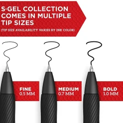 Pens|Sharpie S-Gel Retractable Gel Pens, Fine Point, 0.5mm, Ink, Dozen (2096145) Black