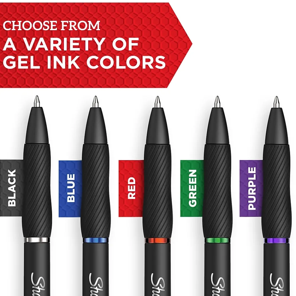 Pens|Sharpie S-Gel Retractable Gel Pens, Fine Point, 0.5mm, Ink, Dozen (2096145) Black