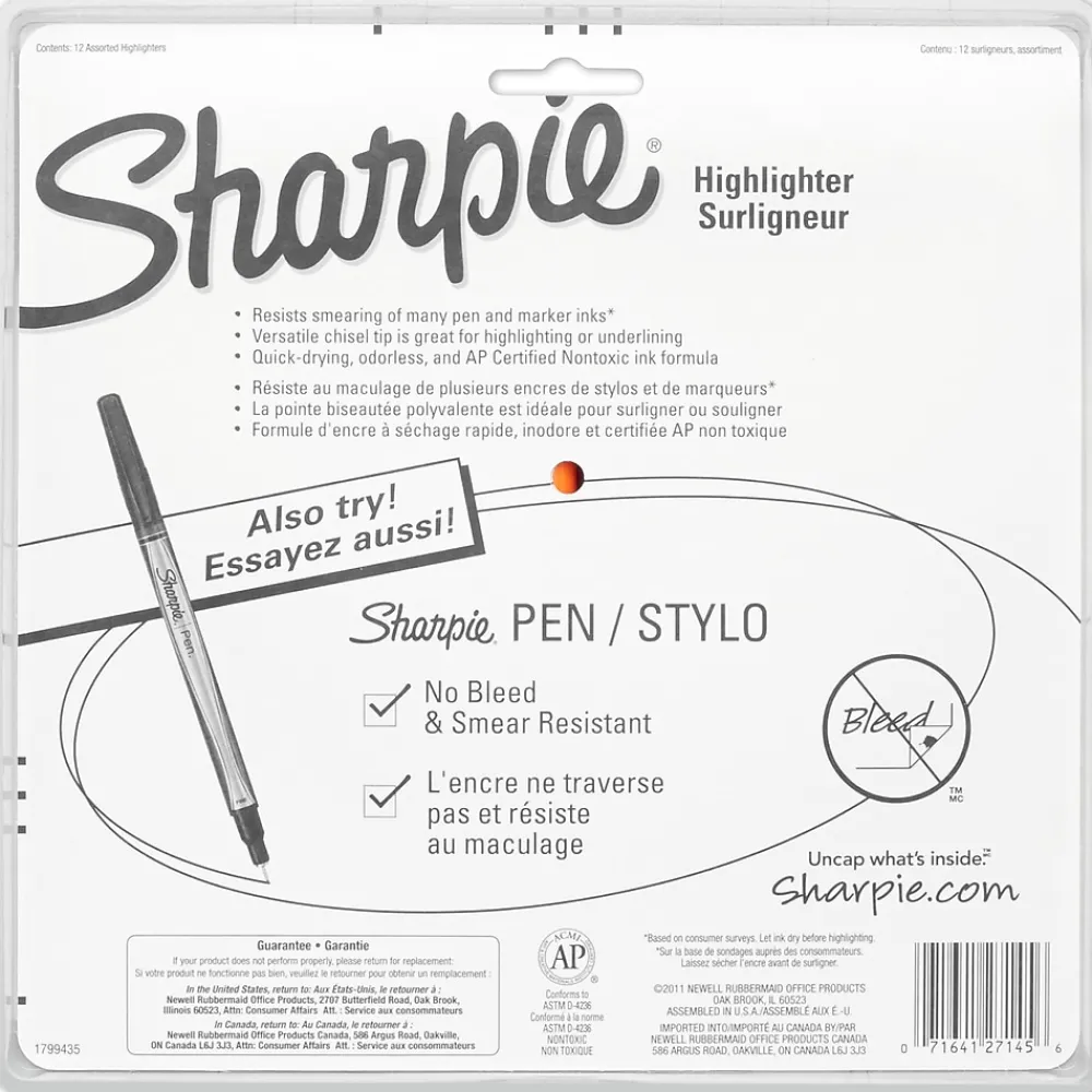 Highlighters|Sharpie Stick Highlighter, Chisel Tip, Assorted, Dozen (27145)