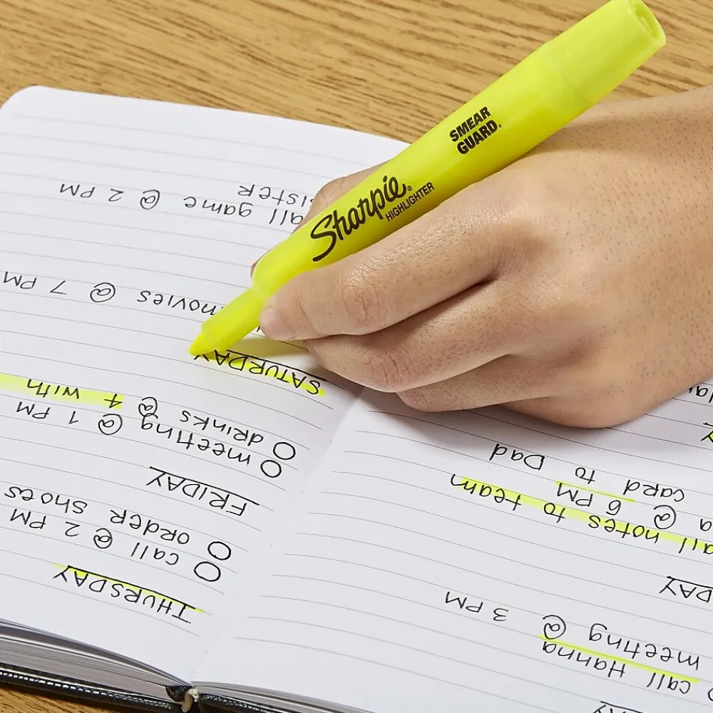 Highlighters|Sharpie Tank Highlighter, Chisel Tip, Fluorescent Yellow, 36/Pack (1920938)