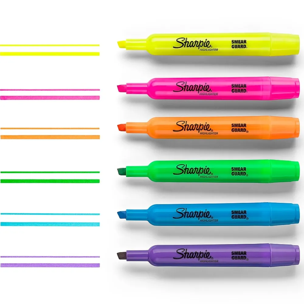 Highlighters|Sharpie Tank Highlighter, Chisel Tip, Assorted, Dozen (25145)