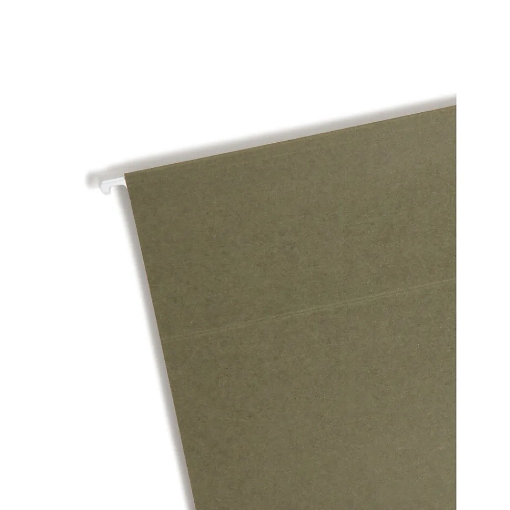 Hanging File Folders|Smead 100% Recycled Hanging File Folders, 2" Expansion, Letter Size, Standard Green, 25/Box (65090)