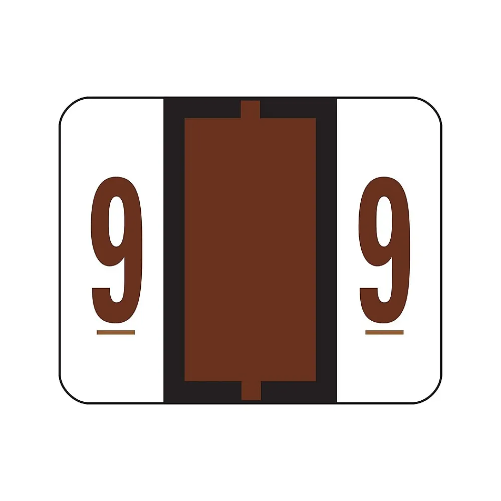 Labels|Smead BCCRN Color Coded Numeric Labels, 9, Brown, 500/Roll (67379)