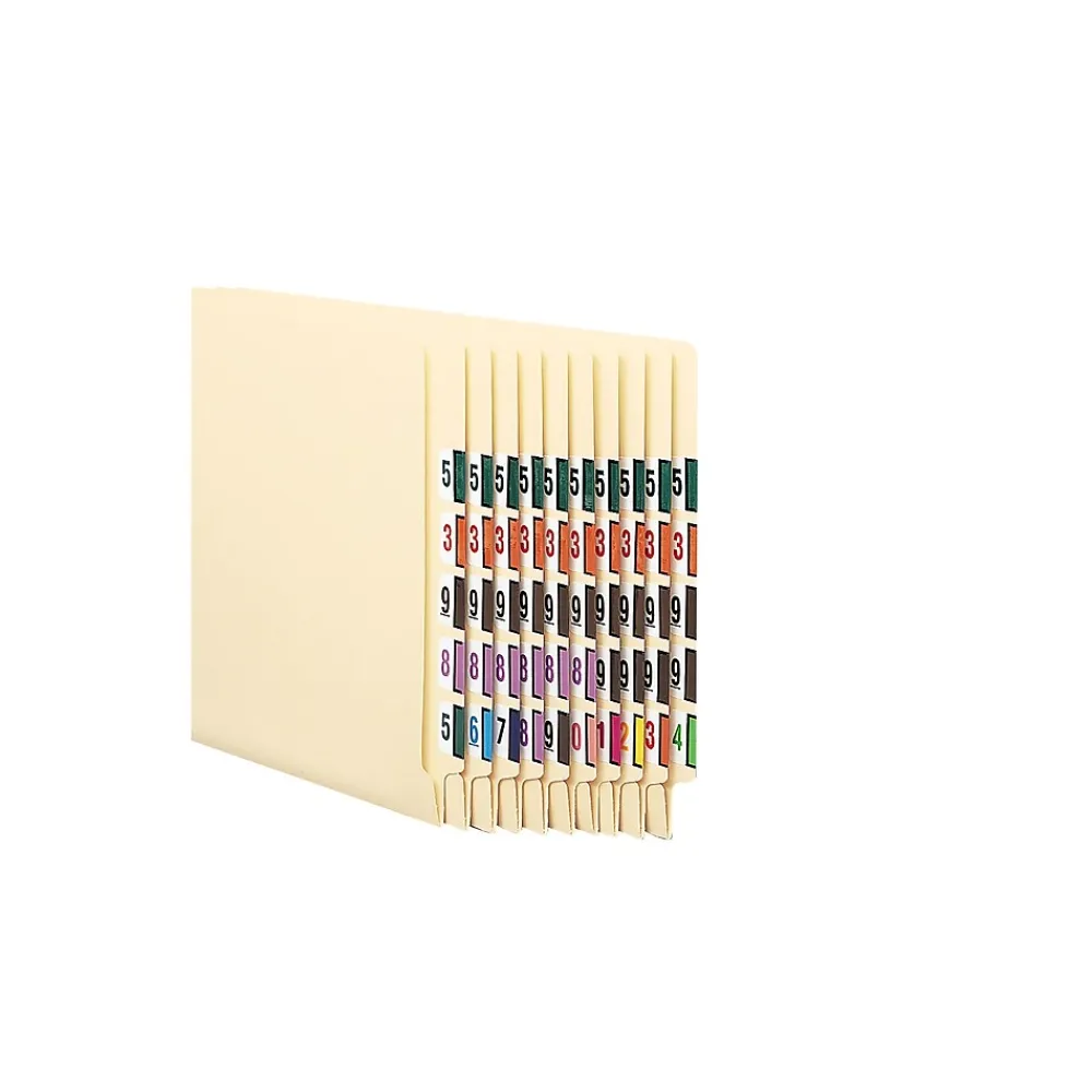 Labels|Smead BCCRN Color Coded Numeric Labels - 0-9, 1.25" x 1", Assorted Colors, 500/Roll (67380)