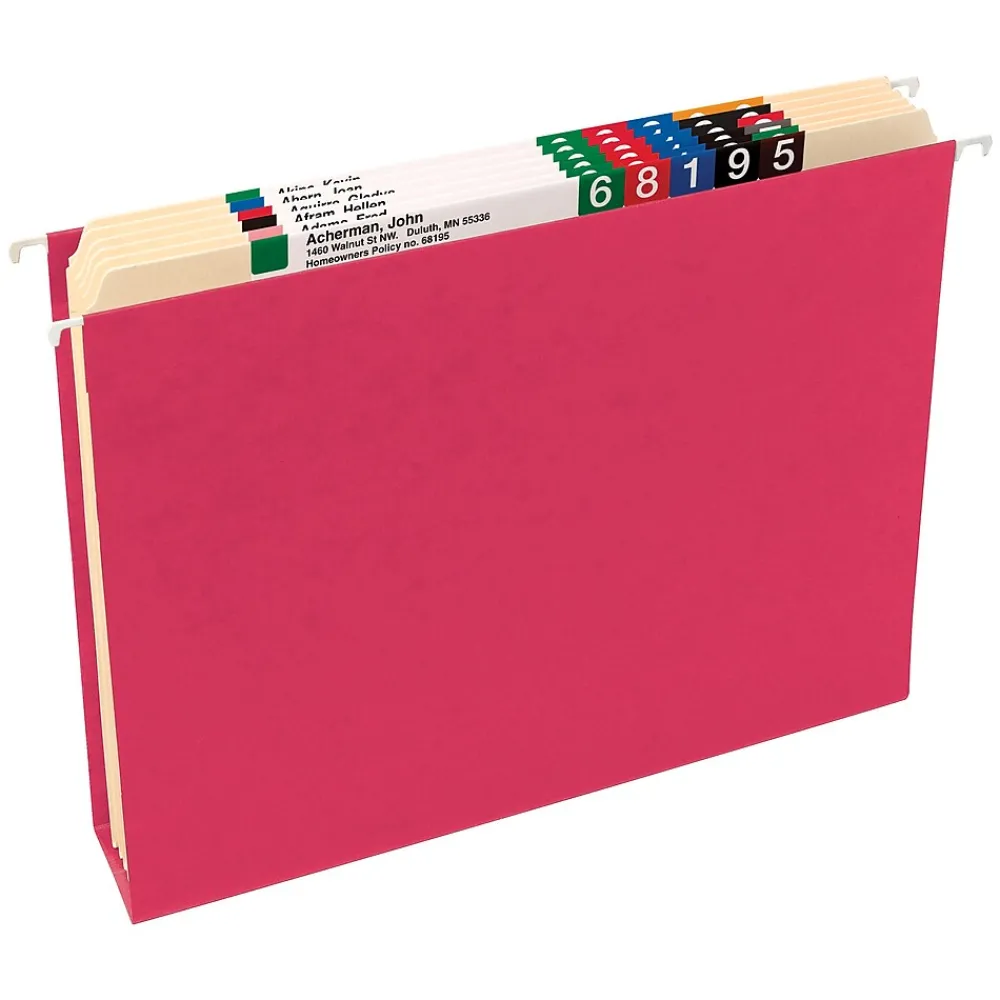 Hanging File Folders|Smead Box Bottom Hanging File Folder, 2" Expansion, 5-Tab Tab, Letter Size, Assorted Colors, 25/Bx (64264)