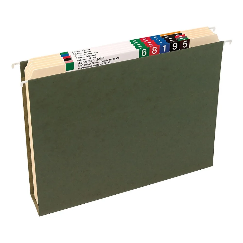Hanging File Folders|Smead Box Bottom Hanging File Folders, 3" Expansion, Legal Size, Standard Green, 25/Box (64379)
