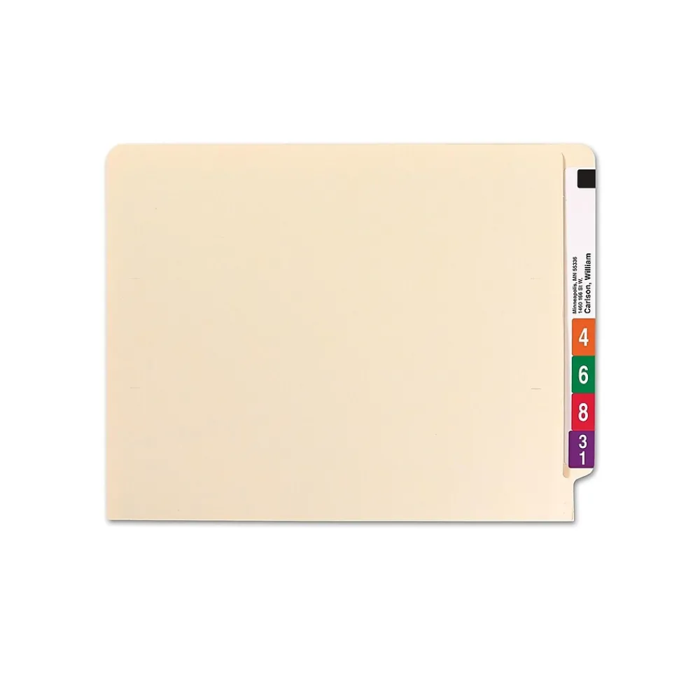 File Folders|Smead End Tab 100% Recycled File Folder, Shelf-Master Reinforced Straight-Cut Tab, Letter Size, Manila, 100/Box (24160)