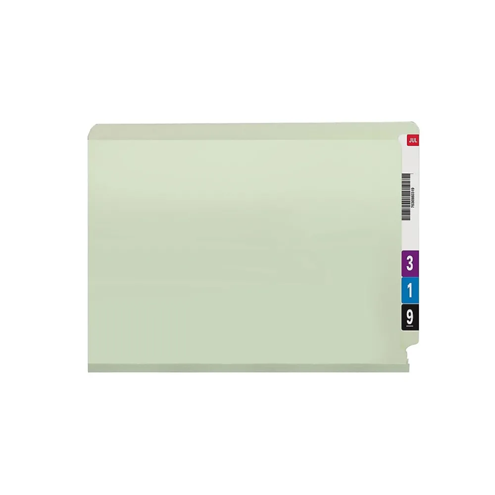 File Folders|Smead End Tab Pressboard File Folder, Straight-Cut Tab, 2" Expansion, Letter Size, Gray/Green, 25/Box (26210)