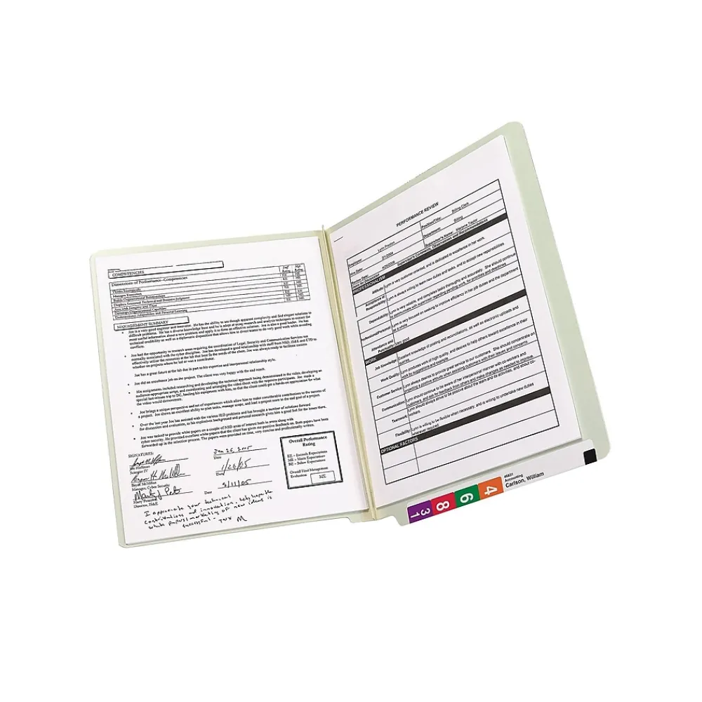 File Folders|Smead End Tab Pressboard File Folder, Straight-Cut Tab, 2" Expansion, Letter Size, Gray/Green, 25/Box (26210)