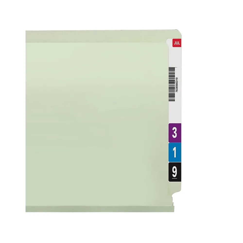 File Folders|Smead End Tab Pressboard File Folder, Straight-Cut Tab, 2" Expansion, Letter Size, Gray/Green, 25/Box (26210)