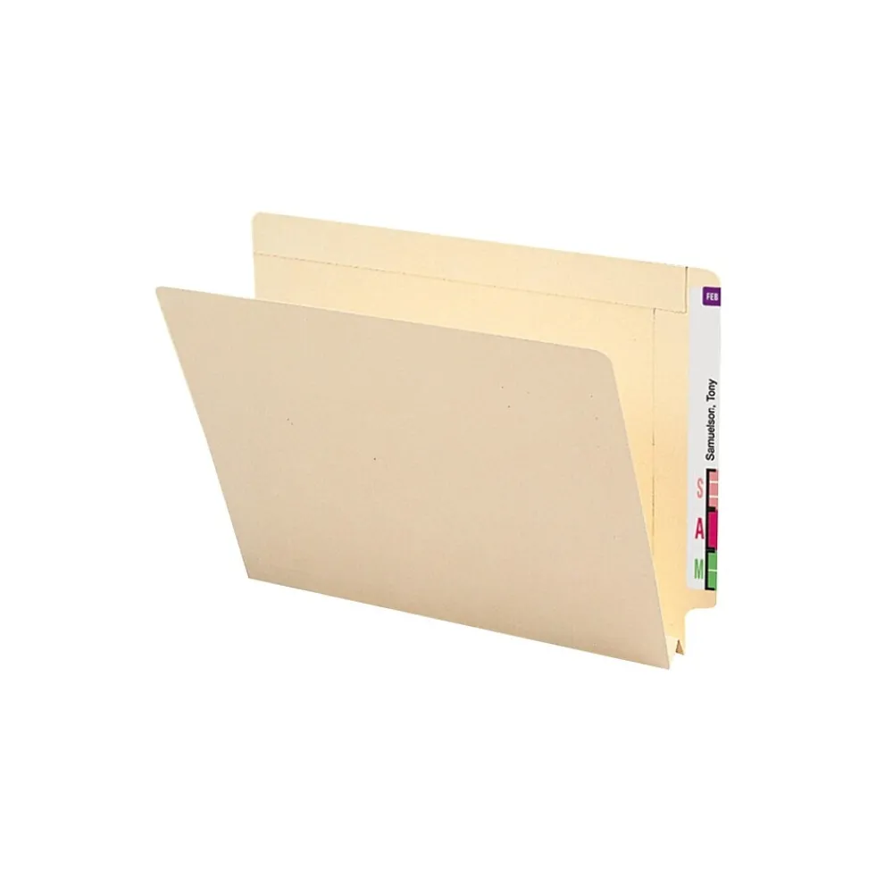 File Folders|Smead End-Tab File Folders, Reinforced Straight-Cut Tab, 1-1/2" Expansion, Letter Size, Manila, 50/Box (24275)