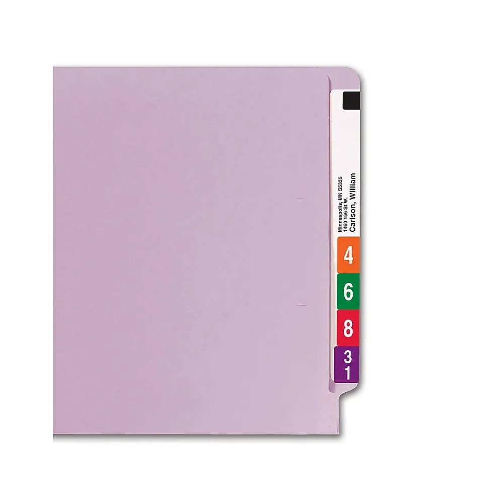File Folders|Smead End-Tab File Folders, Shelf-Master Reinforced Straight-Cut Tab, Letter Size, , 100/Bx (25410) Lavender