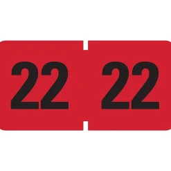Labels|Smead ETYJ 2022 Color-Coded Year Label, 0.75”H x 1.5" W, Black on Red, 500 Labels/Roll (68322)