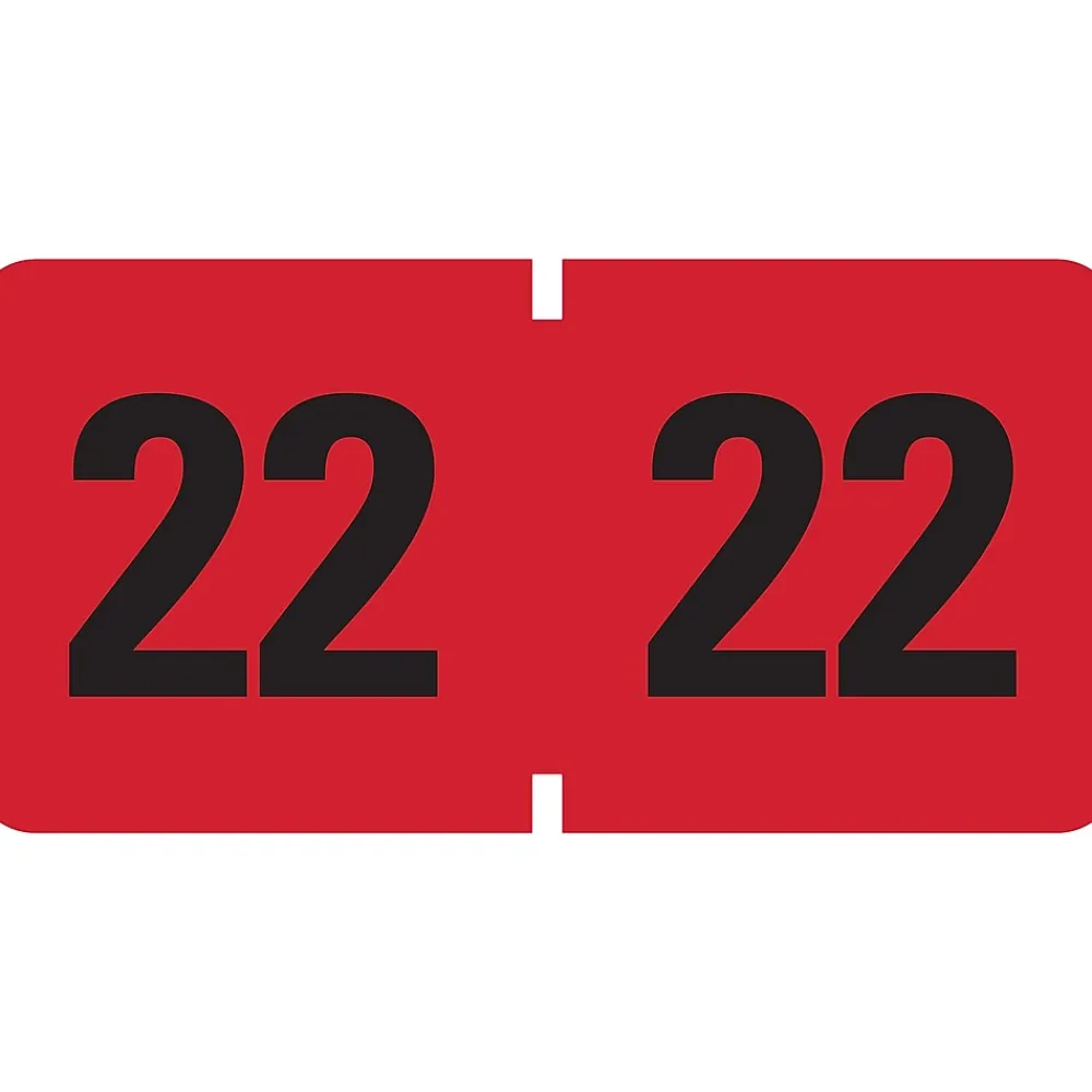 Labels|Smead ETYJ 2022 Color-Coded Year Label, 0.75”H x 1.5" W, Black on Red, 500 Labels/Roll (68322)