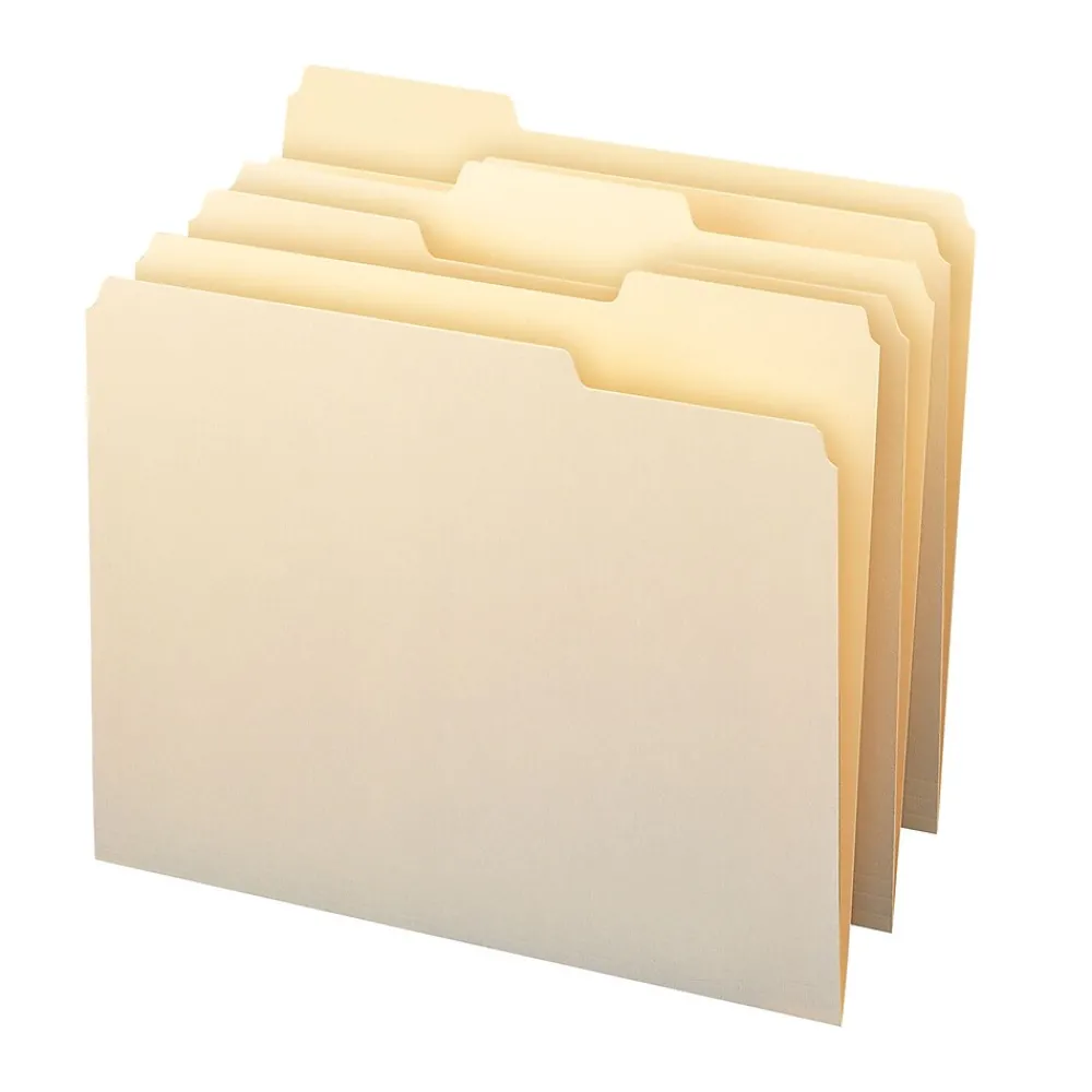 File Folders|Smead File Folder, 1/3-Cut Tab, Letter Size, Manila, 100/Bx (10338)