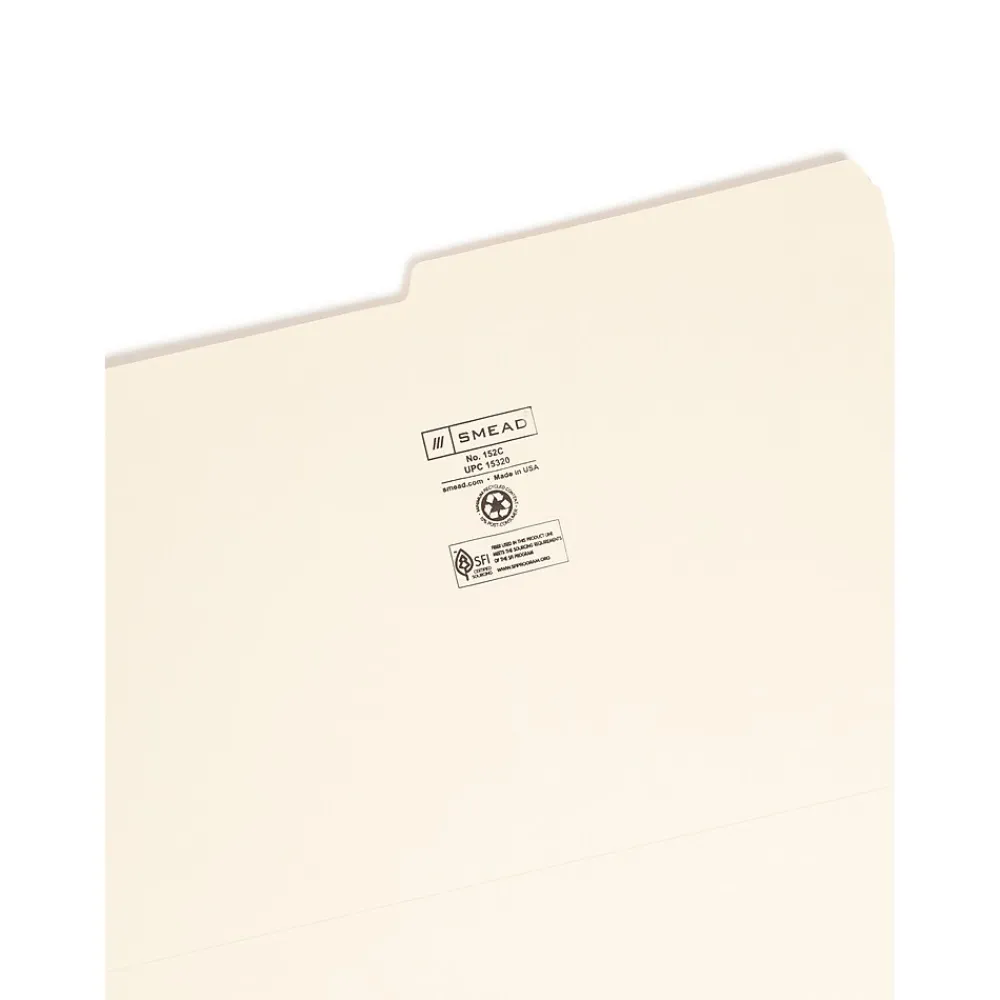 File Folders|Smead File Folder, 1/2-Cut Tab, Legal Size, Manila, 100/Box (15320)
