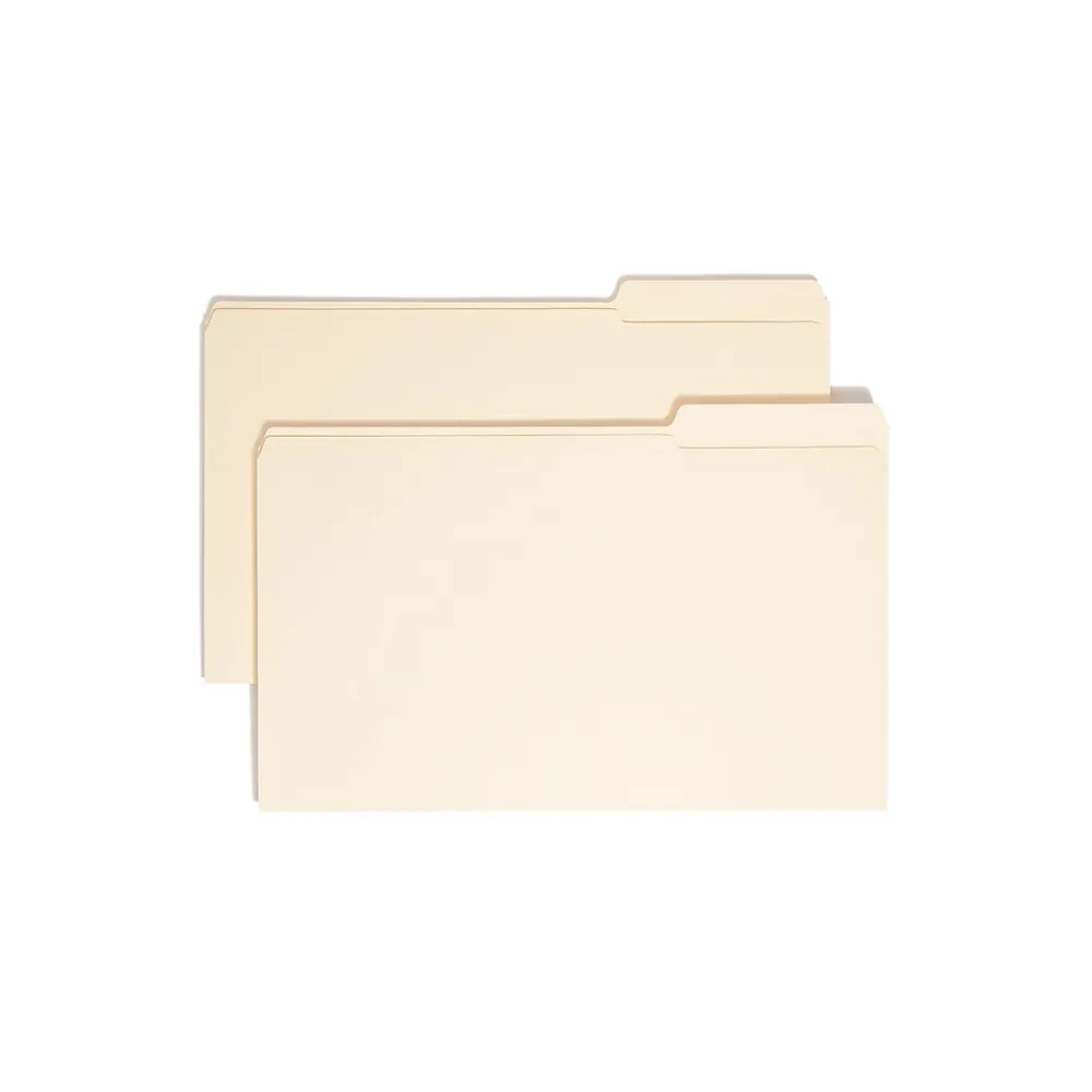 File Folders|Smead ® File Folder, Reinforced 1/3-Cut Tab Right Position, Legal Size, Manila, 100/Box (15337)