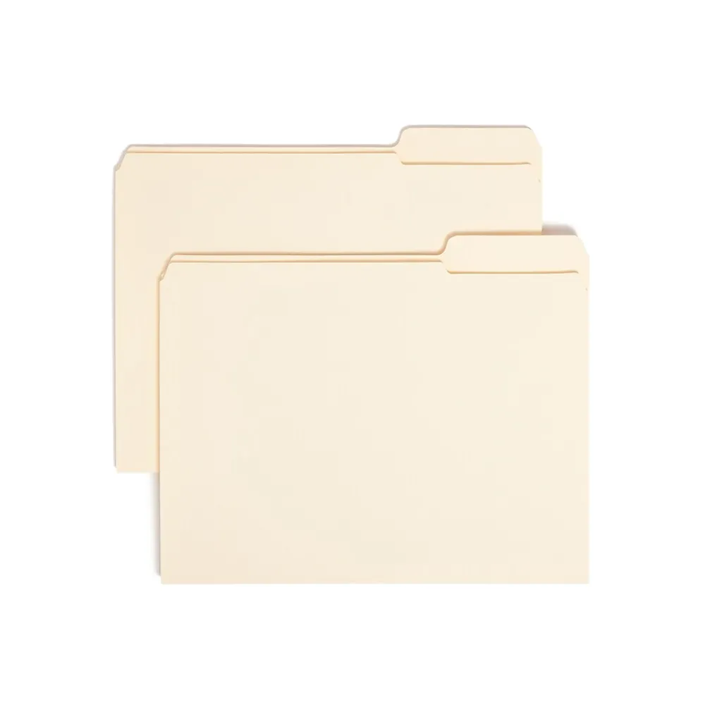 File Folders|Smead File Folders, Reinforced 1/3-Cut Tab Right Position, Letter Size, Manila, 100/Box (10337)