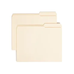 File Folders|Smead File Folders, Reinforced 2/5-Cut Right Position, Guide Height, Letter Size, Manila, 100/Box (10386)