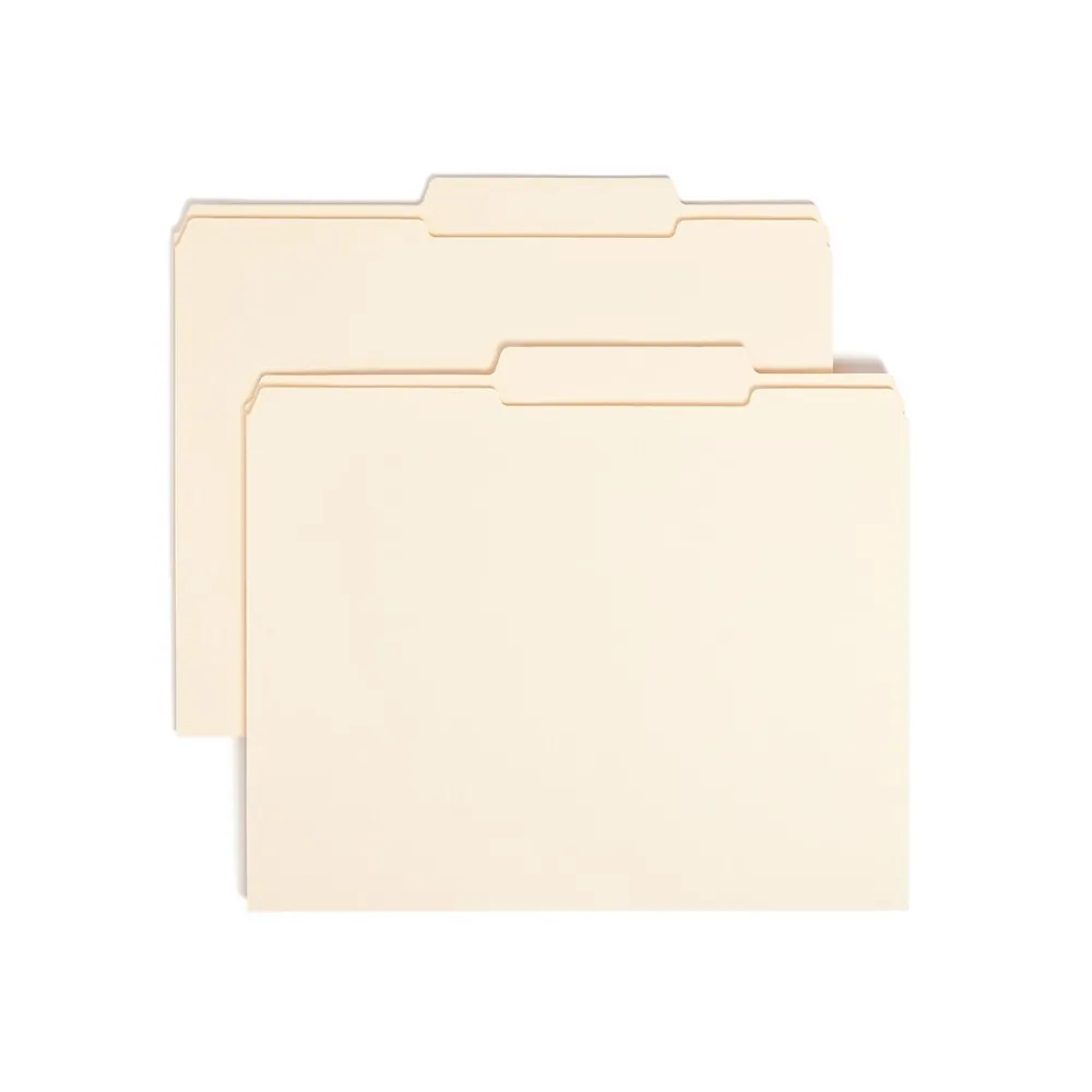 File Folders|Smead File Folders, Reinforced 2/5-Cut Tab, Letter Size, Manila, 100/Box (10376)