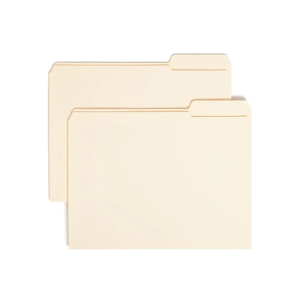 File Folders|Smead File Folders, Reinforced 1/3-Cut Tab Right Position, Letter Size, Manila, 100/Box (10337)