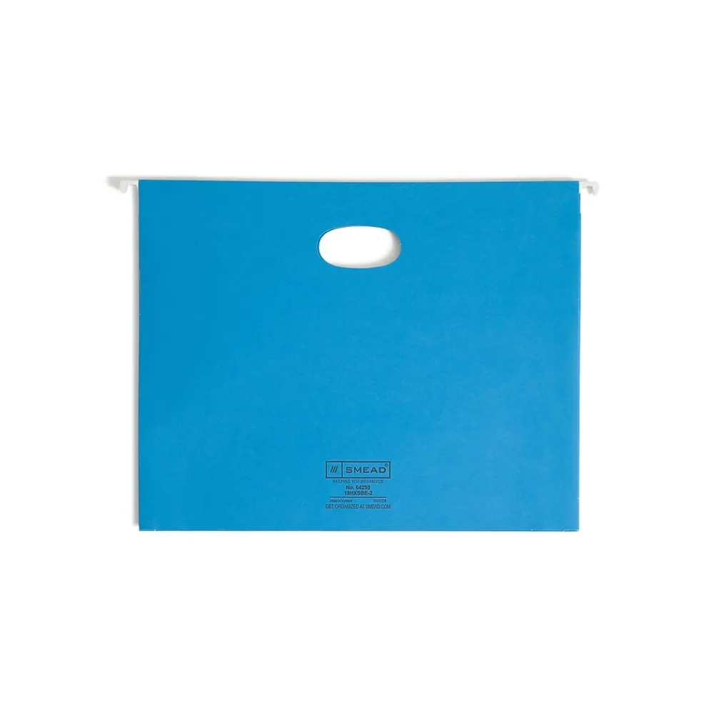 Hanging File Folders|Smead Hanging File Folders, 1/5-Cut Adjustable Tab, Letter Size, 2" Expansion, Sky Blue, 25/Box (64250)