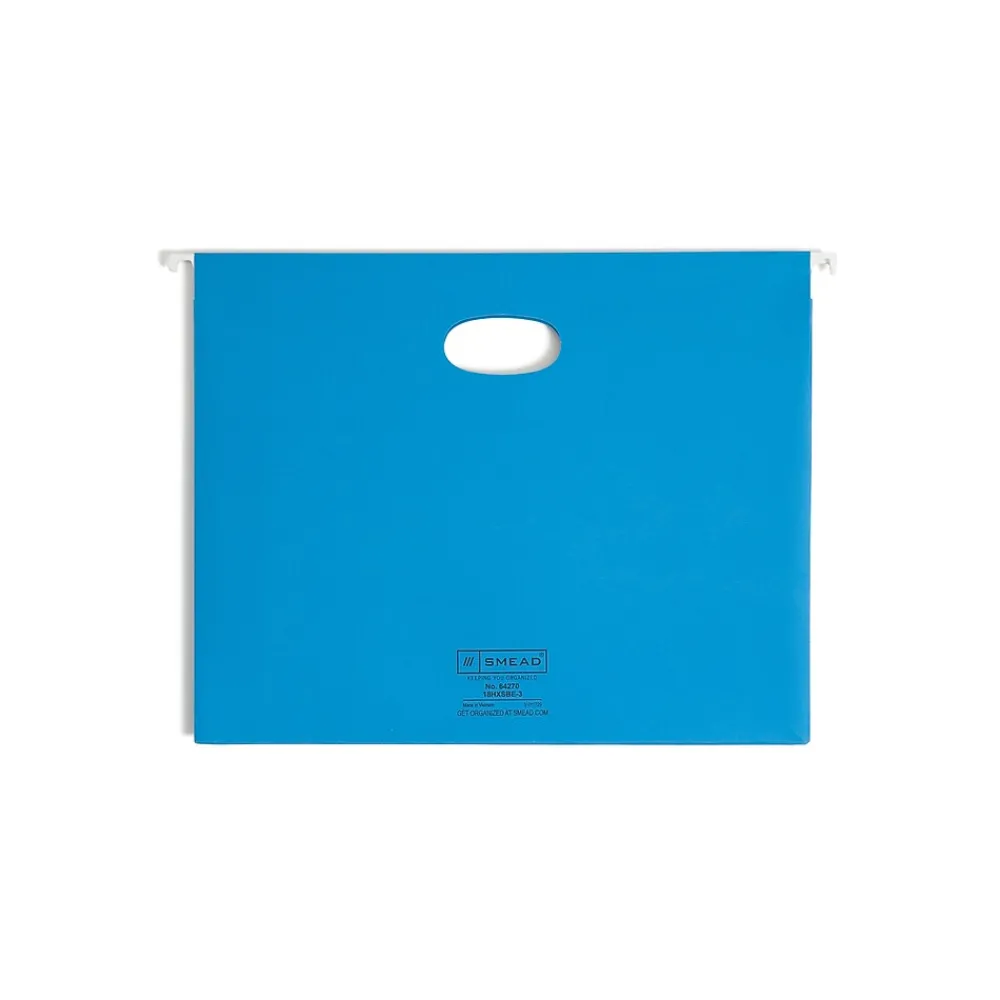 Hanging File Folders|Smead Hanging File Folders, 1/5-Cut Adjustable Tab, Letter Size, 3" Expansion, Sky Blue, 25/Box (64270)