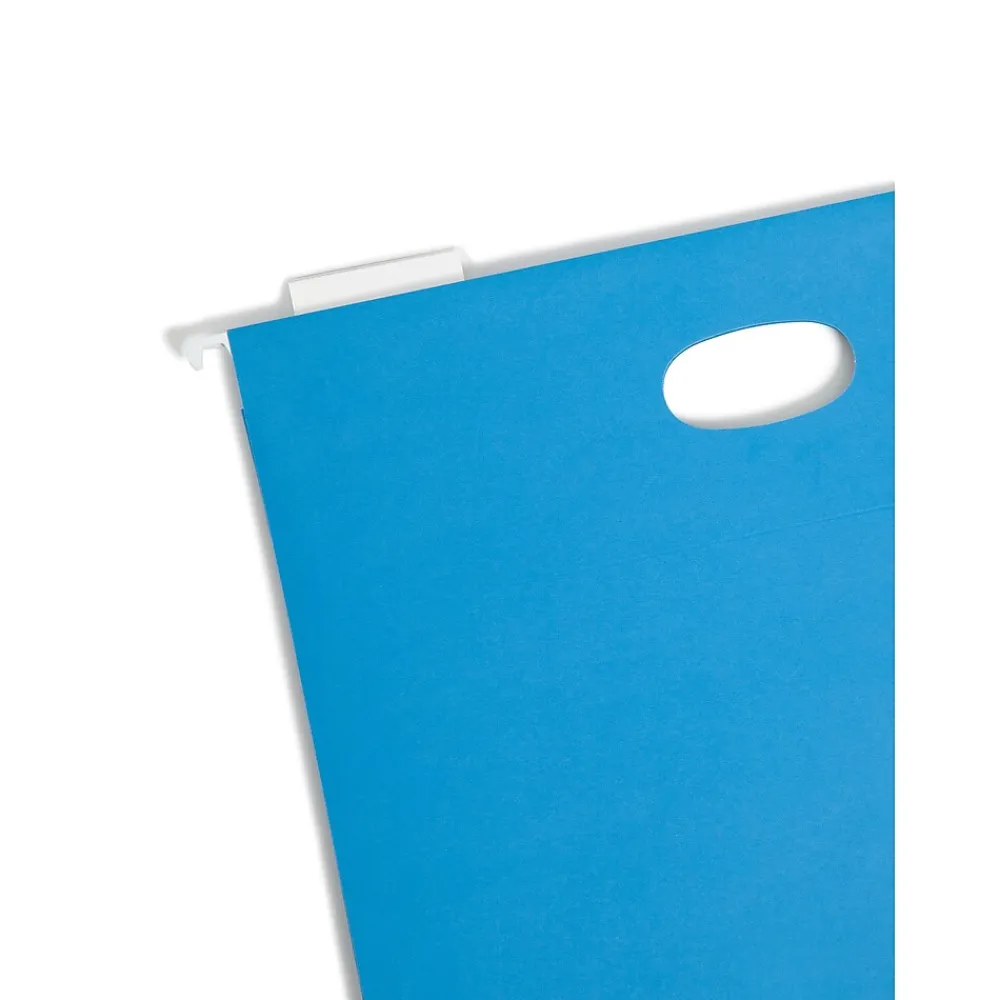 Hanging File Folders|Smead Hanging File Folders, 1/5-Cut Adjustable Tab, Letter Size, 3" Expansion, Sky Blue, 25/Box (64270)