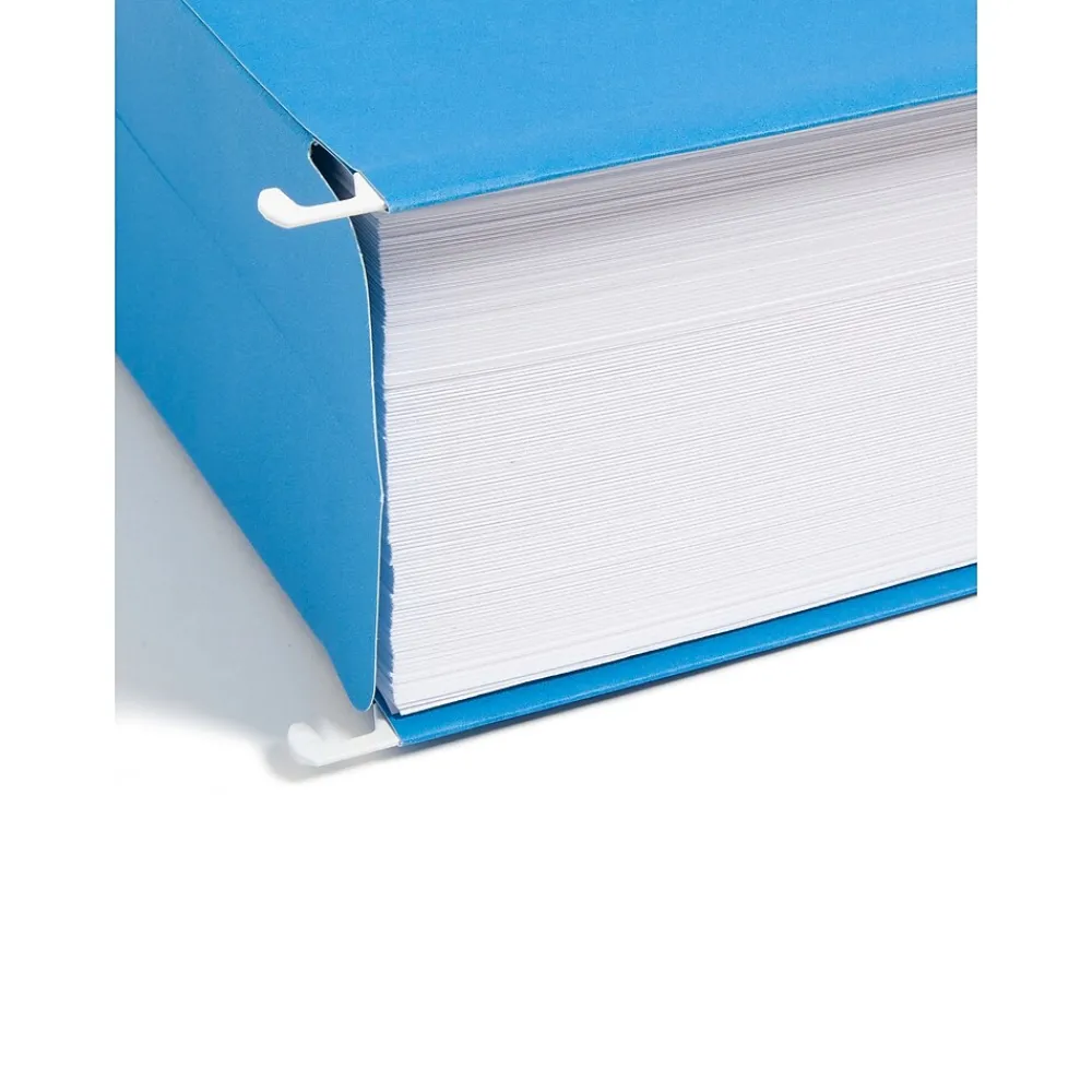 Hanging File Folders|Smead Hanging File Folders, 1/5-Cut Adjustable Tab, Letter Size, 3" Expansion, Sky Blue, 25/Box (64270)