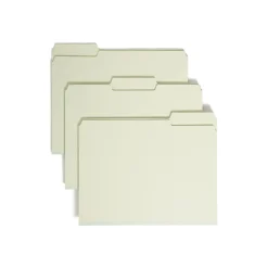 File Folders|Smead Heavy Duty File Folder, 1/3-Cut Tab, 1" Expansion, Letter Size, Gray/Green, 25/Bx (13230)