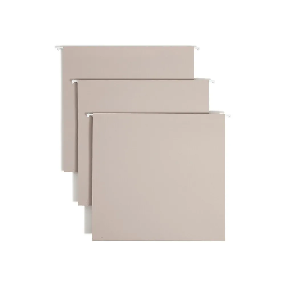 Hanging File Folders|Smead Heavy Duty TUFF Box Bottom Hanging File Folder, 4" Expansion, 1-Tab, Letter Size, Steel Gray, 18/Box (64242)