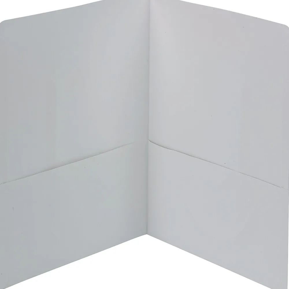 Pocket Folders|Smead Leatherette 2 Pocket Portfolios, Letter, White, 25/Box