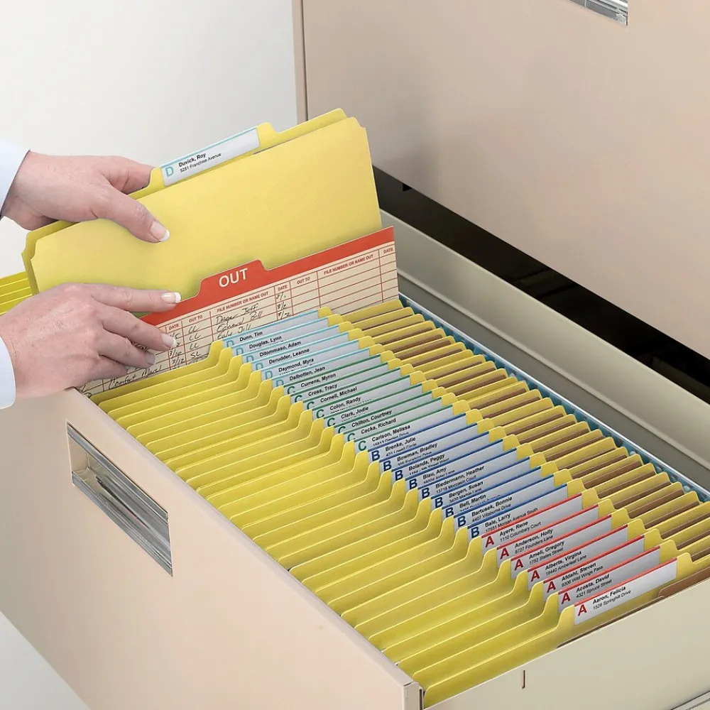 File Folders|Smead Pressboard Classification File Folder w/Wallet Divider and SafeSHIELD Fasteners, 2" Exp., Legal, Yellow, 10/Box (19084)