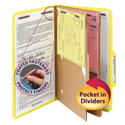 File Folders|Smead Pressboard Classification File Folder w/Wallet Divider and SafeSHIELD Fasteners, 2
